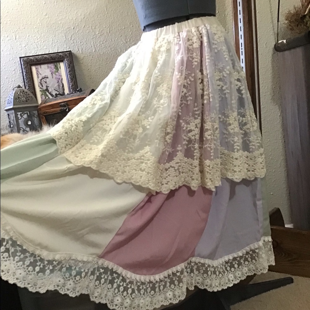 Japanese Lace Pastel Skirt NWOT